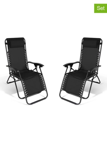 Inkazen 2er-Set: Liegestühle in Schwarz - (B)70 x (H)110 x (T)92 cm
