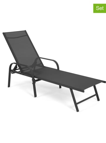 Inkazen 2er-Set: Liegestühle in Anthrazit - (B)185 x (H)50 x (T)58 cm