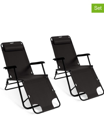 Inkazen 2er-Set: Liegestühle in Schwarz - (B)145 x (H)86 x (T)61 cm