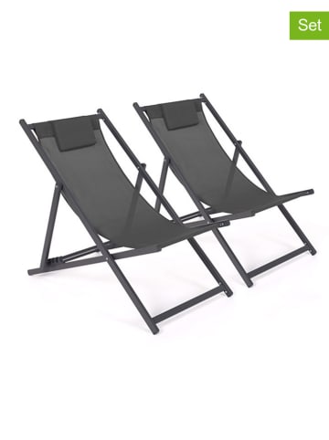Inkazen 2-delige set: ligstoelen antraciet - (B)102 x (H)82 x (D)61 cm