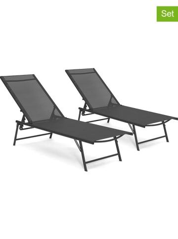 Inkazen 2-delige set: ligstoelen antraciet - (B)190 x (H)33 x (D)58 cm