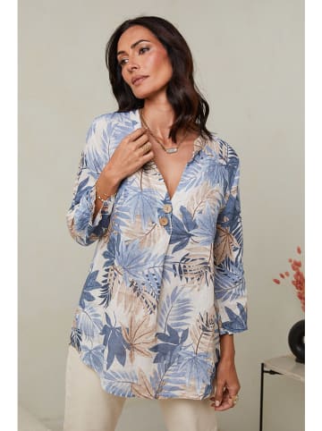 Le Monde du Lin Leinen-Tunika in Creme/ Hellblau