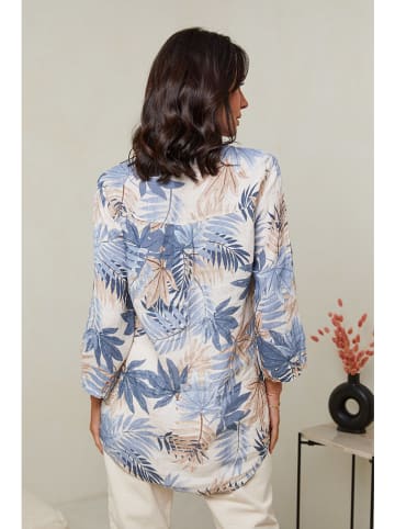 Le Monde du Lin Leinen-Tunika in Creme/ Hellblau
