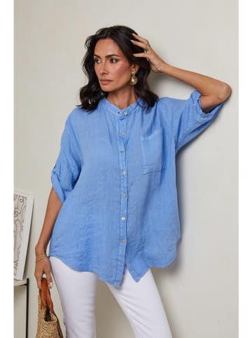 Le Monde du Lin Linnen blouse lichtblauw