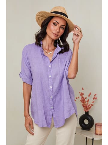 Le Monde du Lin Linnen blouse paars