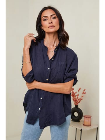 Le Monde du Lin Linnen blouse donkerblauw