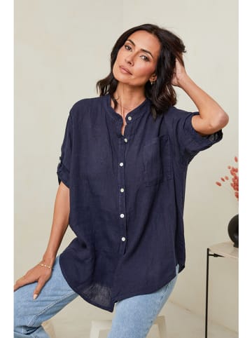 Le Monde du Lin Linnen blouse donkerblauw