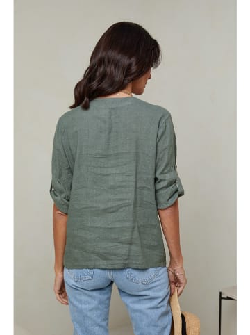 Le Monde du Lin Linnen blouse groen