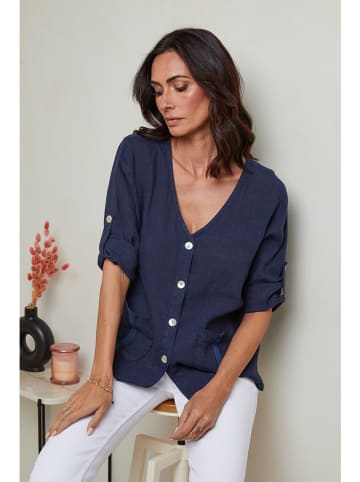 Le Monde du Lin Leinen-Bluse in Dunkelblau