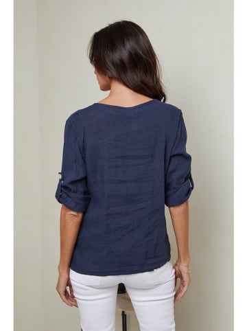 Le Monde du Lin Linnen blouse donkerblauw