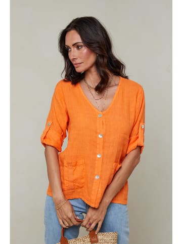 Le Monde du Lin Linnen blouse oranje