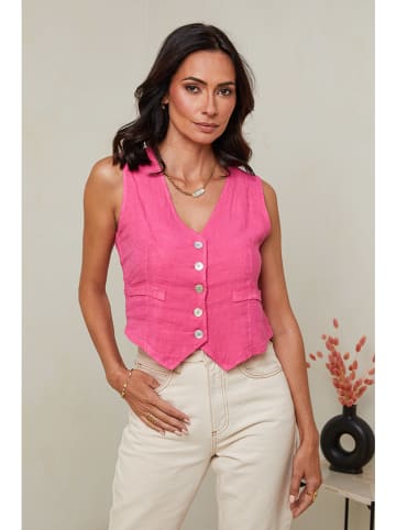 Le Monde du Lin Leinen-Weste in Pink