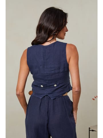 Le Monde du Lin Linnen gilet donkerblauw