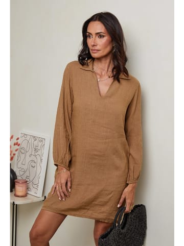 Le Monde du Lin Leinen-Kleid in Hellbraun