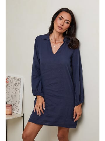 Le Monde du Lin Leinen-Kleid in Dunkelblau