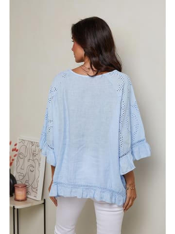 Le Monde du Lin Linnen blouse lichtblauw