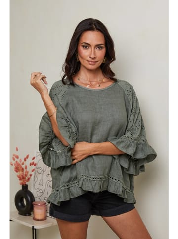 Le Monde du Lin Leinen-Bluse in Khaki