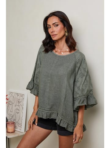 Le Monde du Lin Linnen blouse kaki
