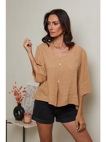 Le Monde du Lin Linnen blouse lichtbruin