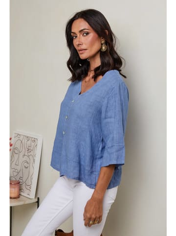 Le Monde du Lin Linnen blouse lichtblauw