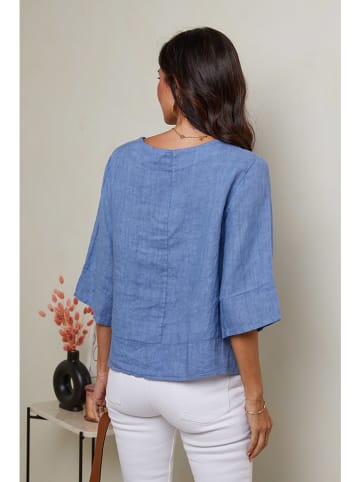 Le Monde du Lin Linnen blouse lichtblauw