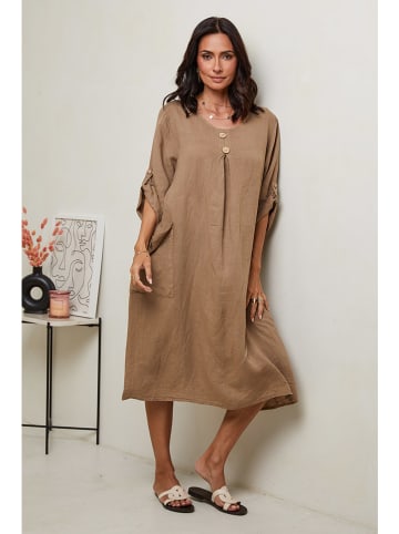 Le Monde du Lin Leinen-Kleid in Hellbraun