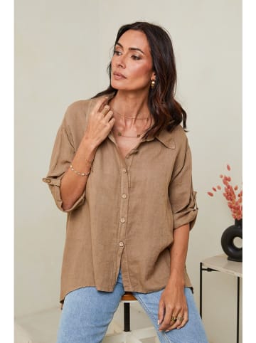Le Monde du Lin Linnen blouse lichtbruin