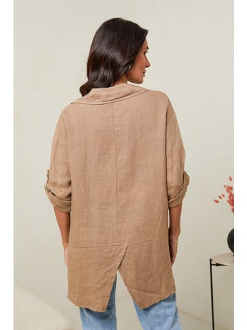 Le Monde du Lin Linnen blouse lichtbruin