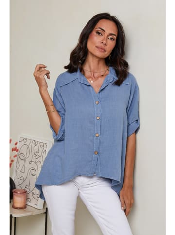 Le Monde du Lin Linnen blouse lichtblauw