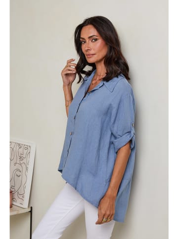 Le Monde du Lin Linnen blouse lichtblauw