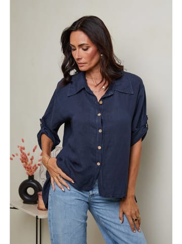 Le Monde du Lin Linnen blouse donkerblauw