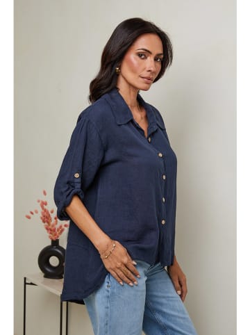 Le Monde du Lin Linnen blouse donkerblauw