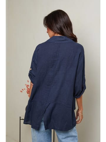 Le Monde du Lin Linnen blouse donkerblauw