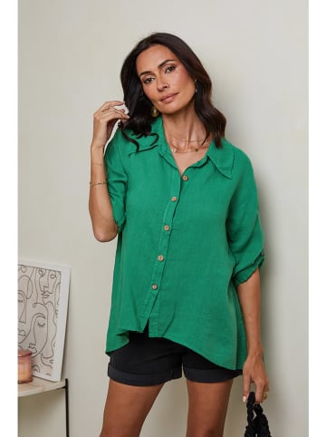 Le Monde du Lin Linnen blouse groen