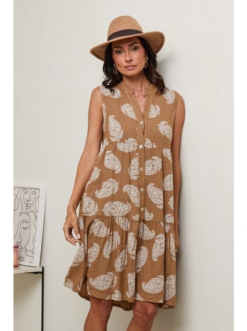 Le Monde du Lin Leinen-Kleid in Hellbraun