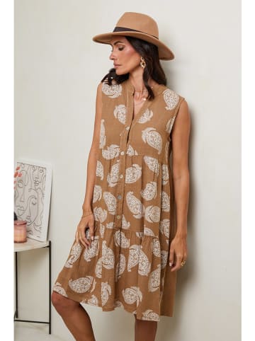 Le Monde du Lin Leinen-Kleid in Hellbraun
