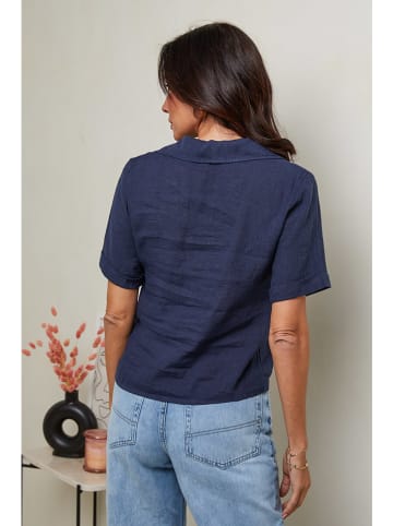 Le Monde du Lin Linnen blouse donkerblauw