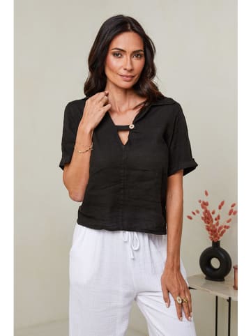 Le Monde du Lin Leinen-Bluse in Schwarz