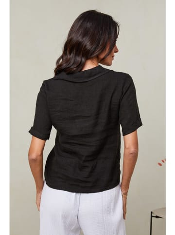 Le Monde du Lin Leinen-Bluse in Schwarz