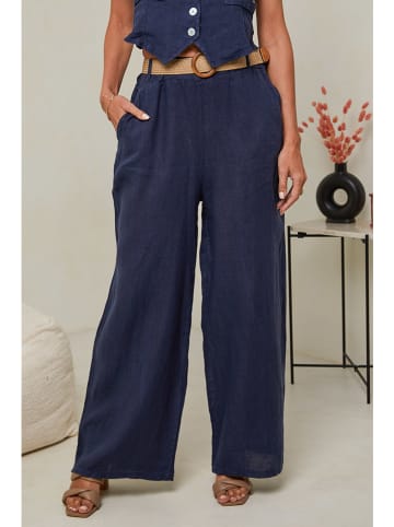 Le Monde du Lin Linnen broek donkerblauw