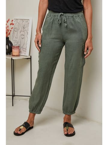 Le Monde du Lin Leinen-Cargohose in Khaki