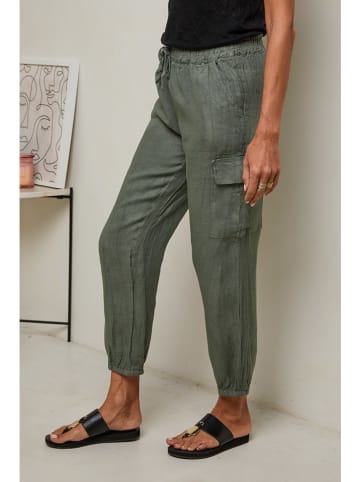 Le Monde du Lin Leinen-Cargohose in Khaki