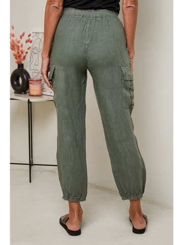 Le Monde du Lin Leinen-Cargohose in Khaki