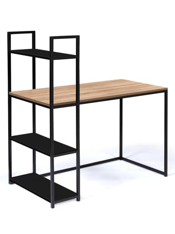 IDOMYA Essentials Schreibtisch "Manhattan" in Schwarz/ Hellbraun - (B)113 x (H)120 x (T)60 cm