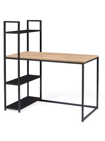 IDOMYA Essentials Schreibtisch "Manhattan" in Schwarz/ Hellbraun - (B)113 x (H)120 x (T)60 cm