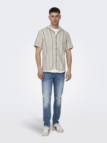 ONLY & SONS Hemd in Beige/ Blau