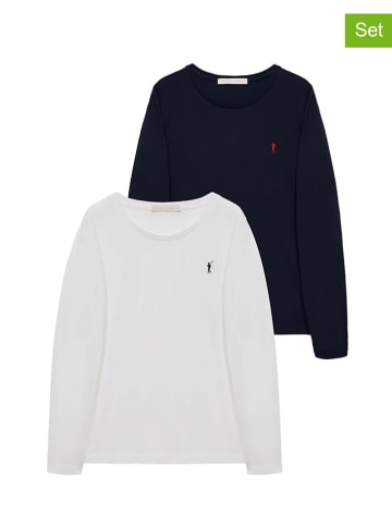 Polo Club 2er-Set: Longsleeves in Weiß/ Dunkelblau