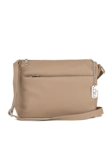 Anna Morellini Leder-Umhängetasche "Orlanda" in Beige - (B)29 x (H)23 x (T)12 cm