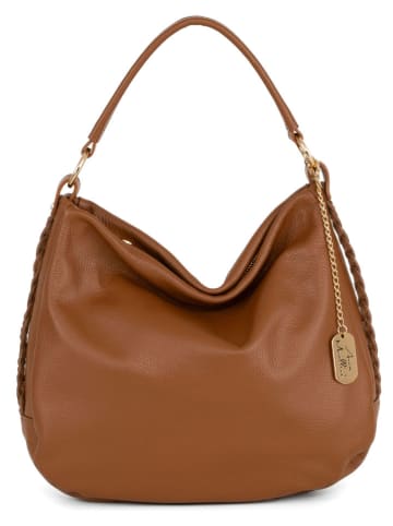 Leder-Henkeltasche "Sylvana" in Hellbraun - (B)33 x (H)30 x (T)11 cm