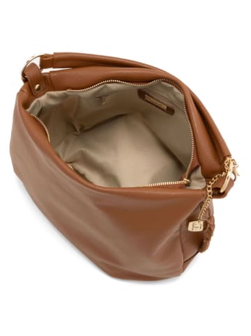 Anna Morellini Leder-Henkeltasche "Sylvana" in Hellbraun - (B)33 x (H)30 x (T)11 cm